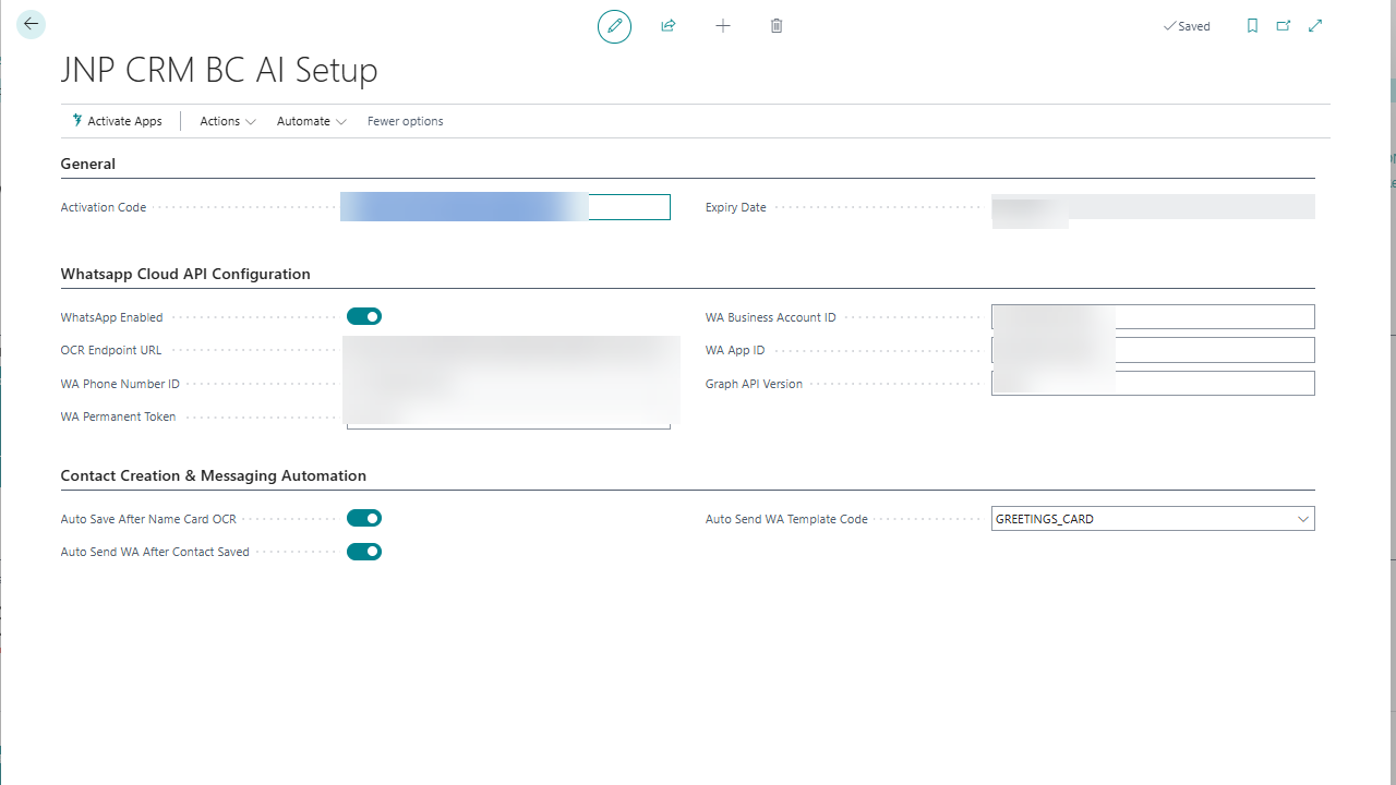 JNP AI WhatsApp Integration on Dynamics 365 Business Central preview 1