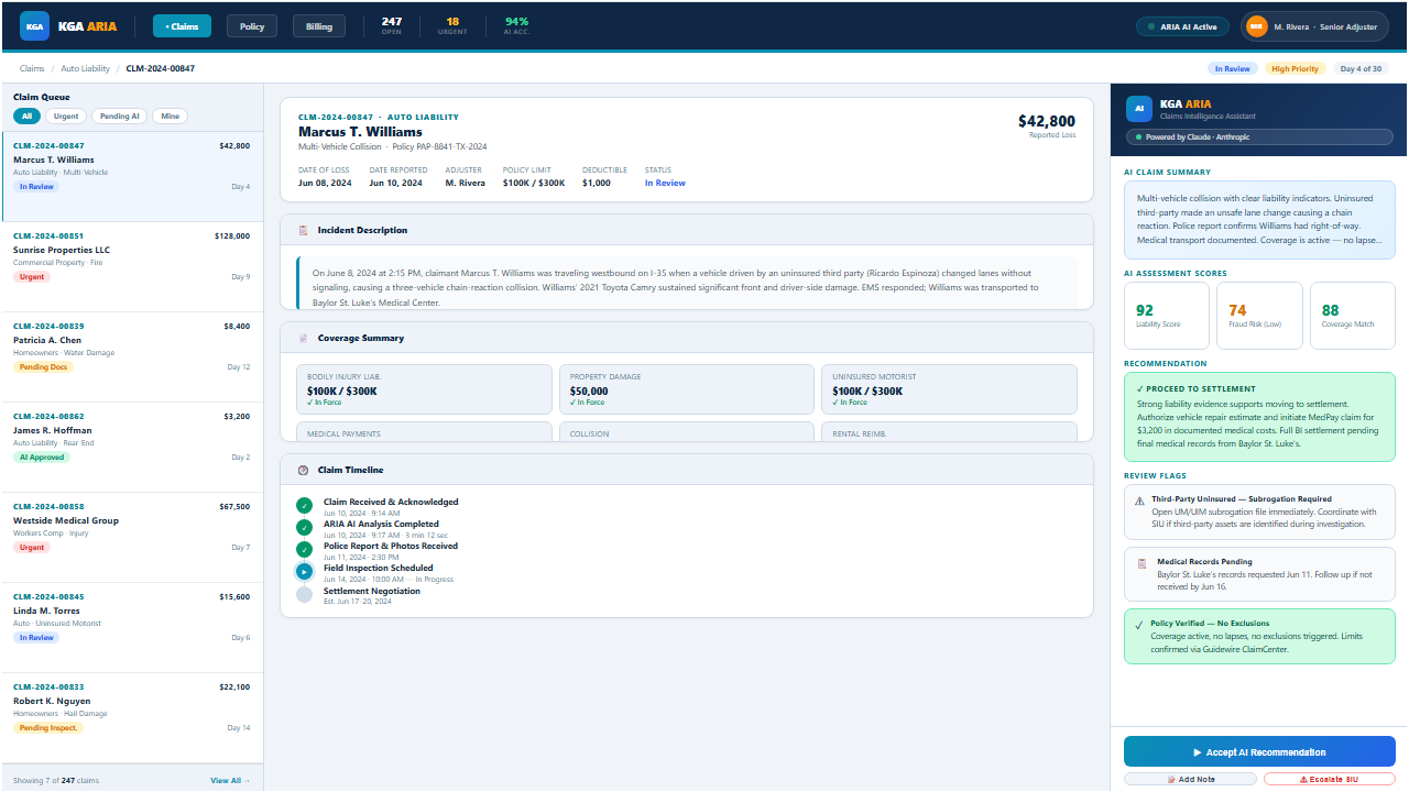 KGA ARIA Insurance Platform preview 2