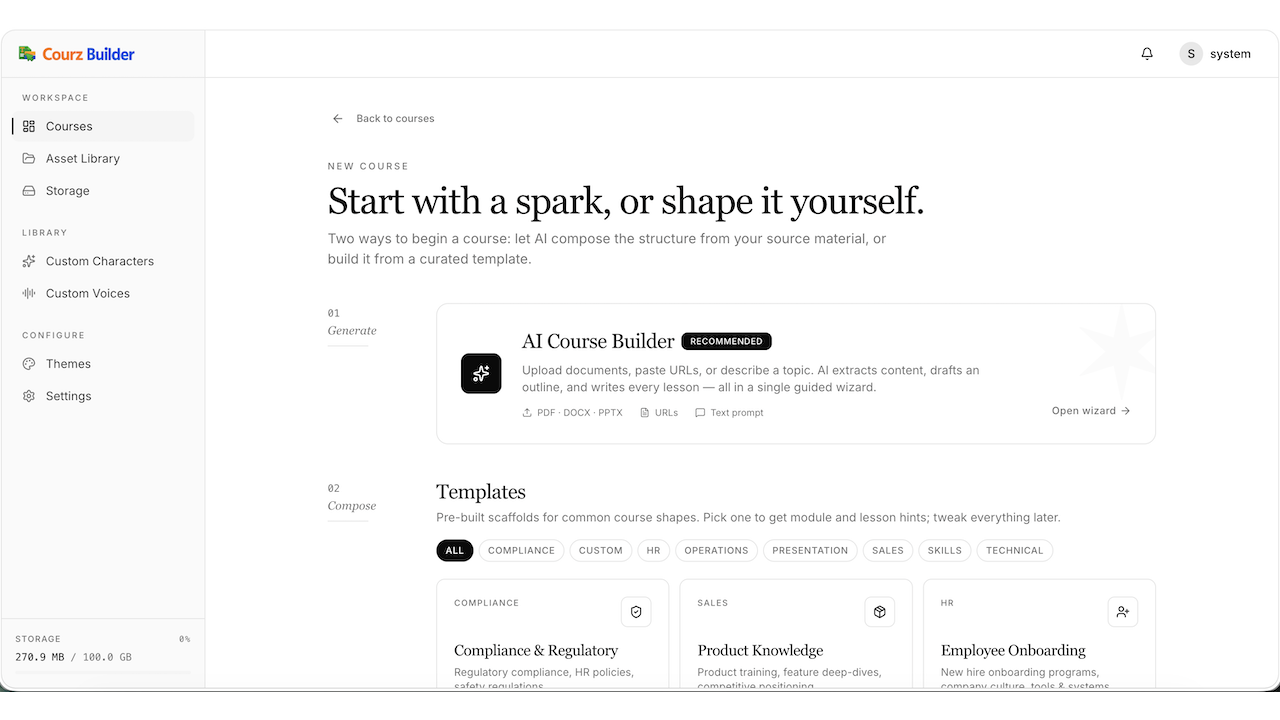 Courz Builder preview 1