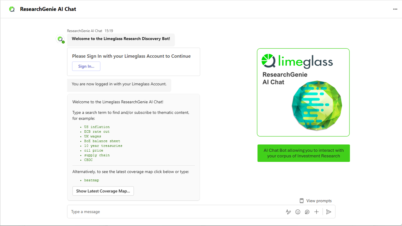 Limeglass ResearchGenie AI Chat for Teams preview 1