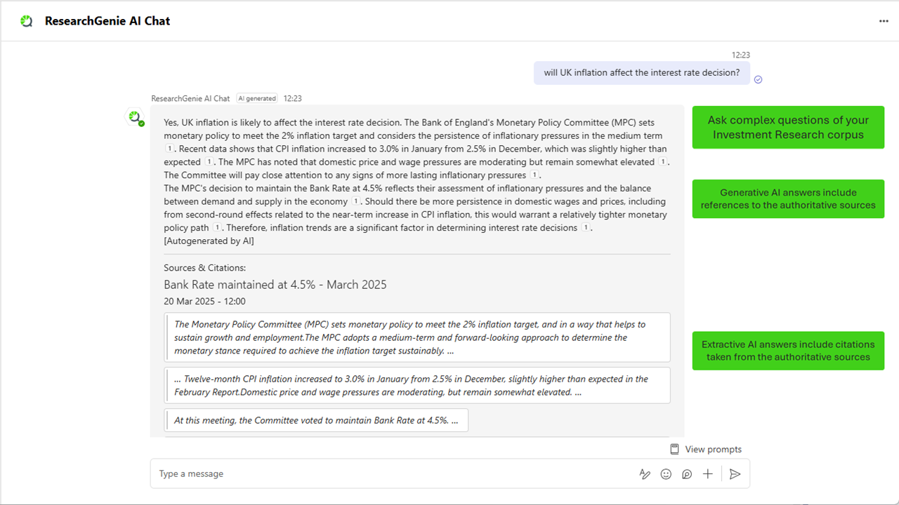 Limeglass ResearchGenie AI Chat for Teams preview 2