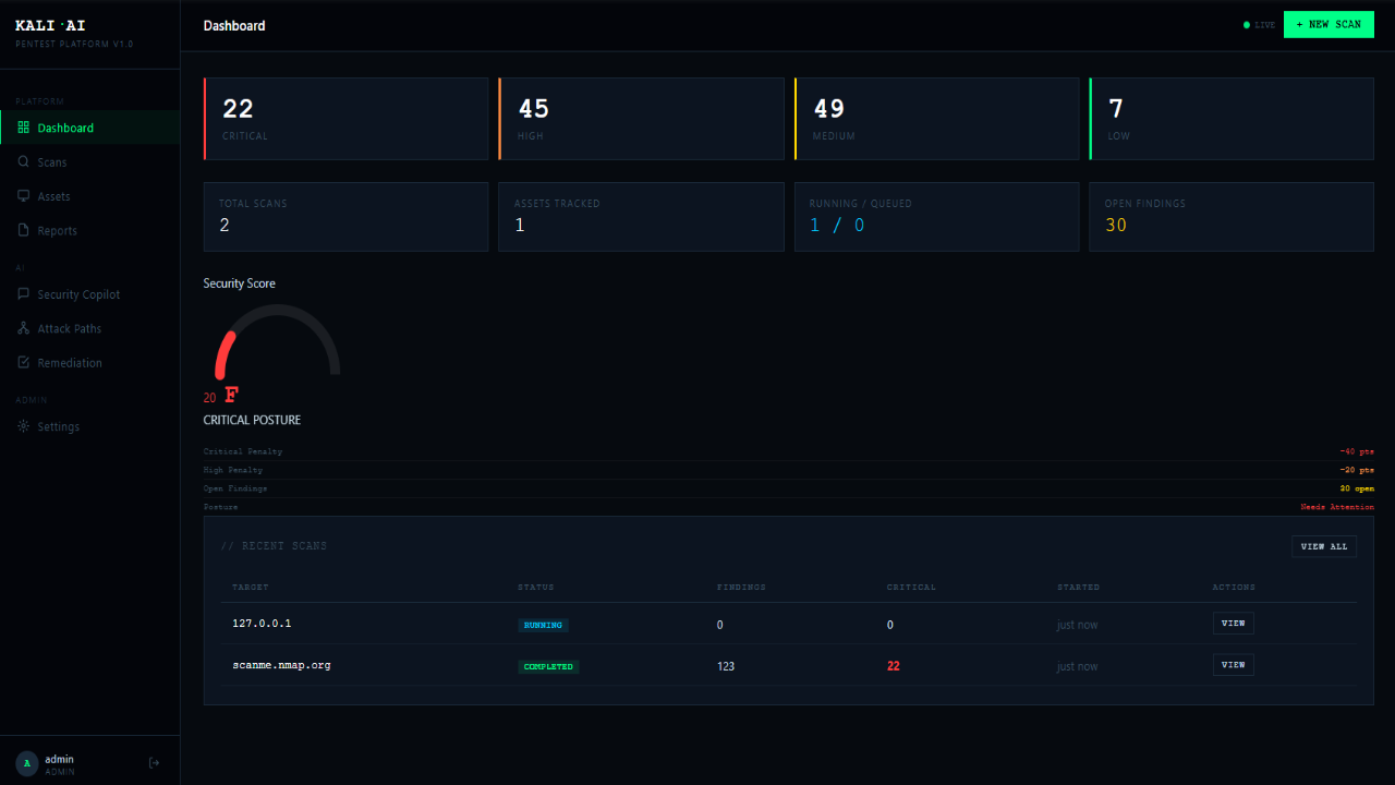 Kali AI v2 — Autonomous Penetration Testing Platform preview 1