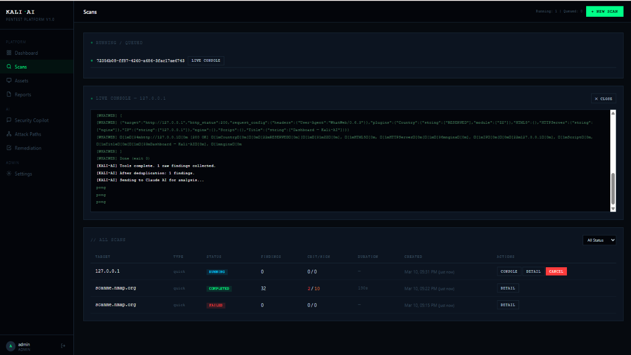 Kali-AI: Autonomous Penetration Testing Platform with Authenticated Scanning (v2) preview 5