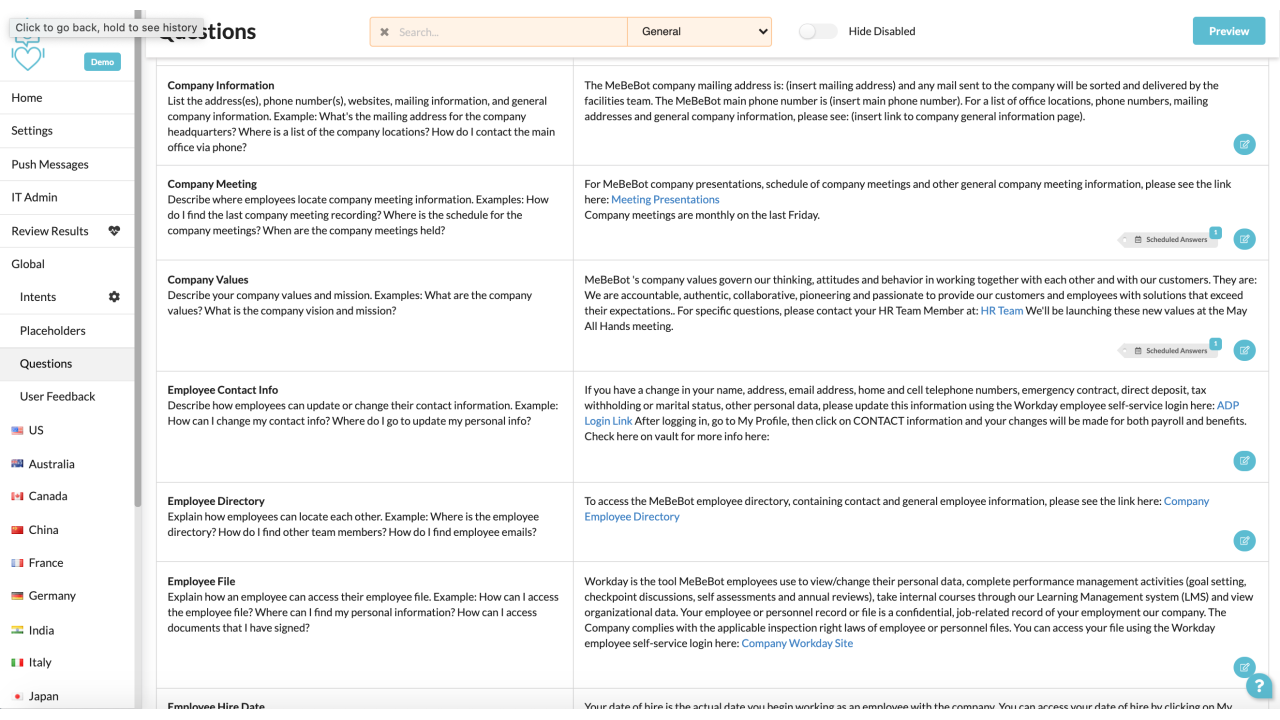 MeBeBot® One - AI Platform and AI Chatbot for Compliant Employee Support preview 5