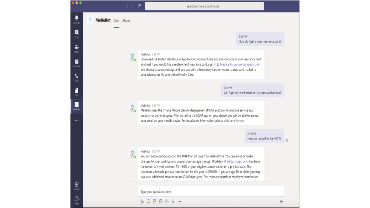 MeBeBot® One - AI Platform and AI Chatbot for Compliant Employee Support preview 1
