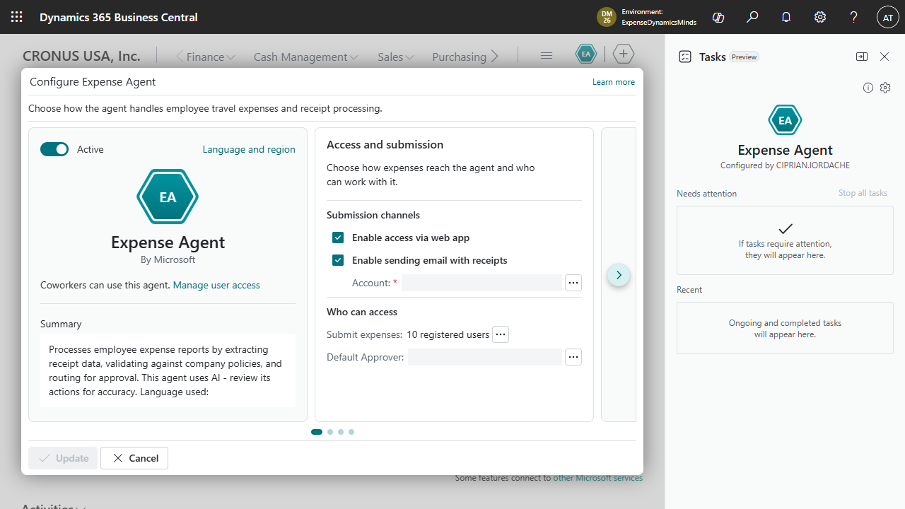 Expense Agent (Preview) preview 4