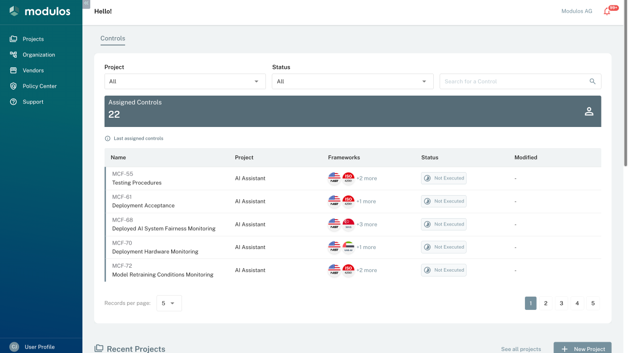 Modulos AI Governance Platform preview 2