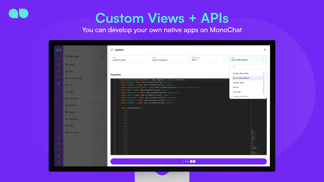 MonoChat SaaS preview 2