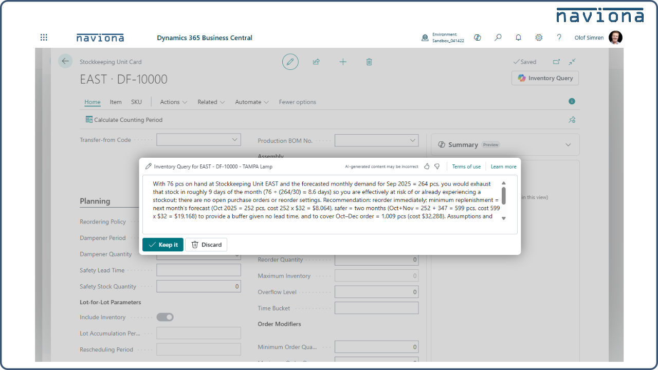 Naviona Copilot Inventory Queries preview 3