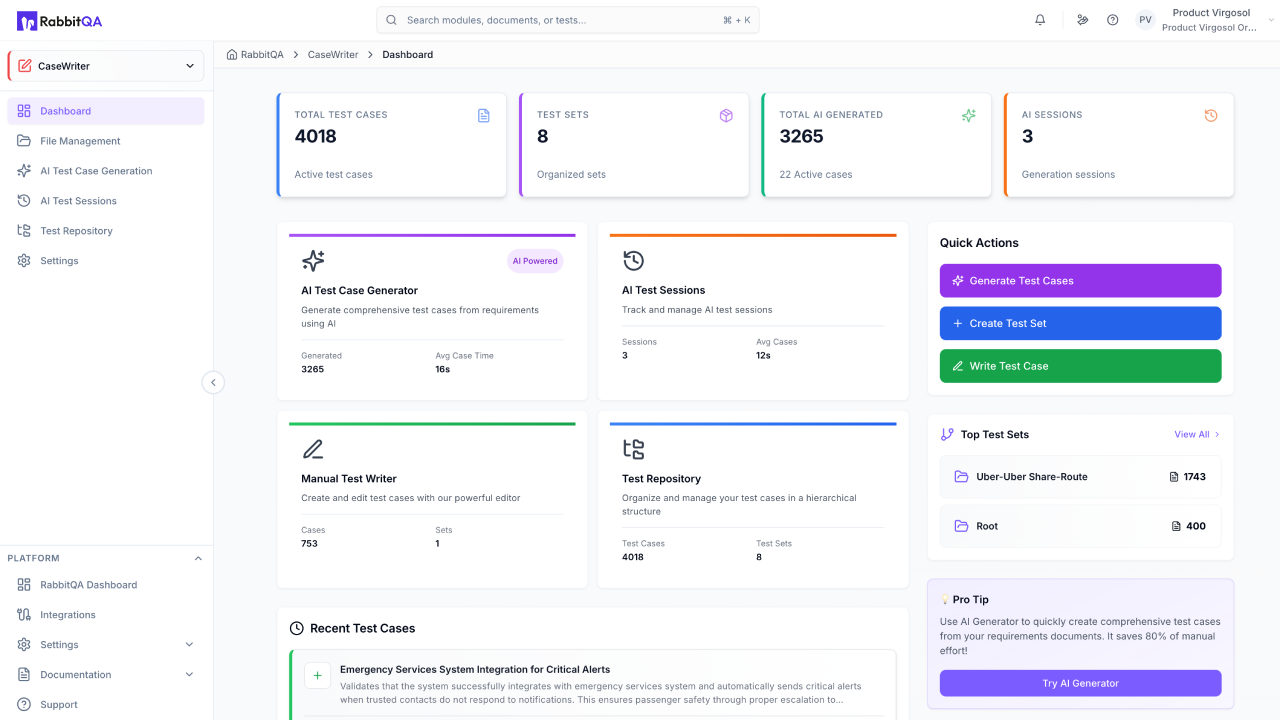 RabbitQA – Multi-agentic AI Platform for Digital Product Quality. preview 3
