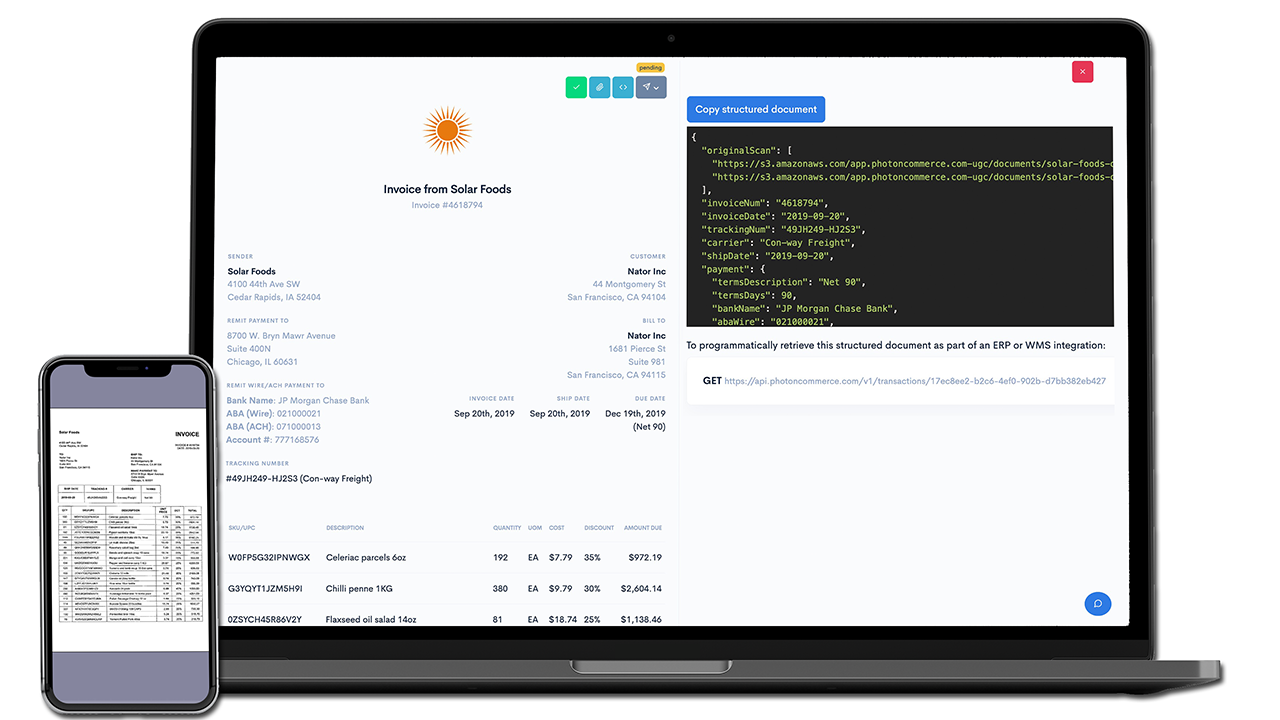 Photon Commerce PDF Extraction AI preview 1