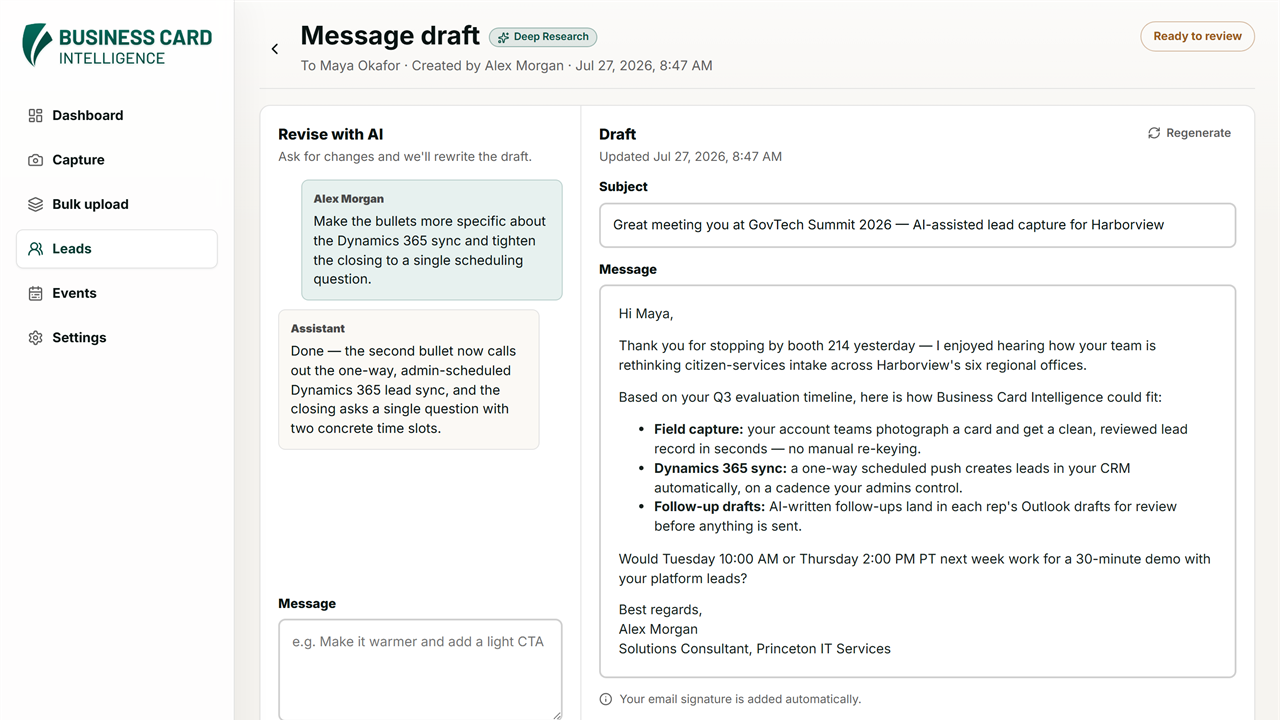 Business Card Intelligence – SaaS preview 3