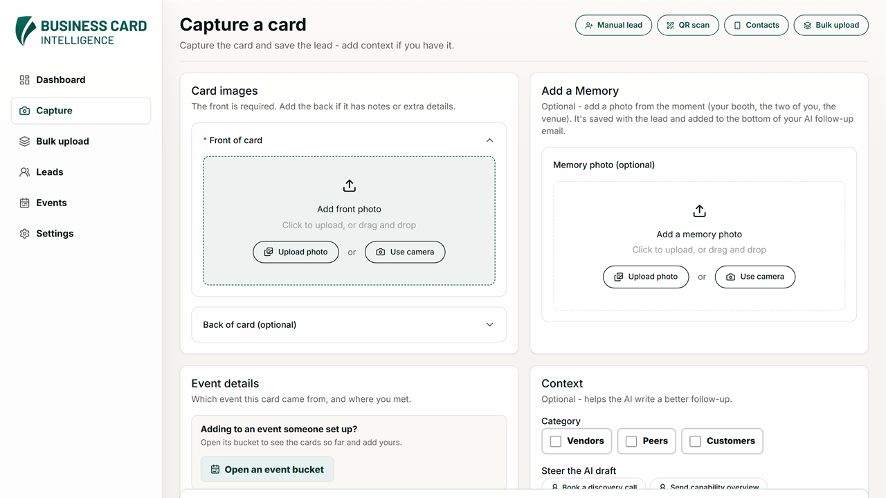 Business Card Intelligence – SaaS preview 1
