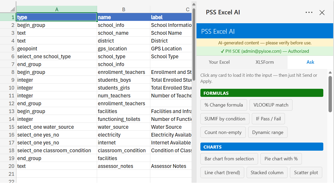 PSS Excel AI preview 1