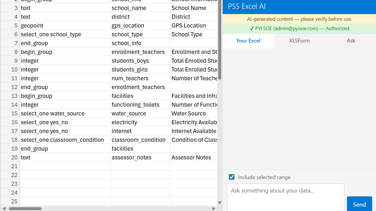 PSS Excel AI preview 2
