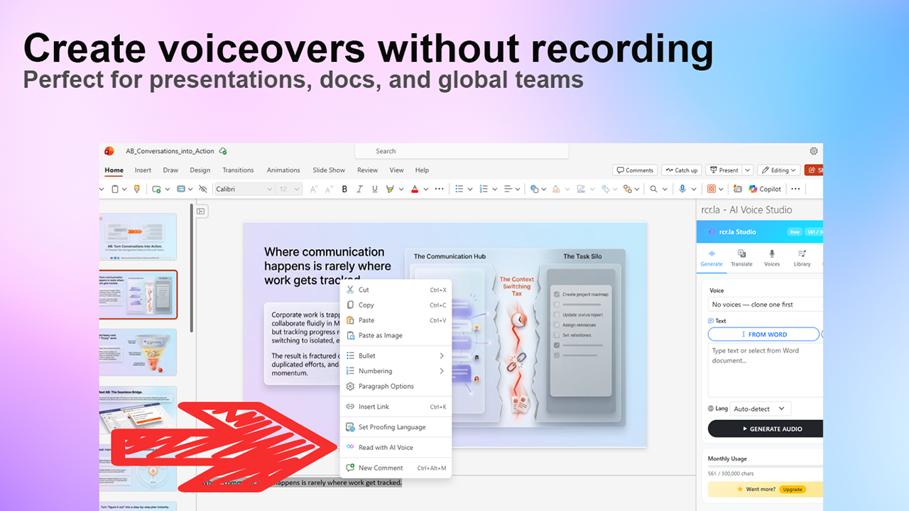 rcr.la - AI Voice Studio for Microsoft 365 preview 5