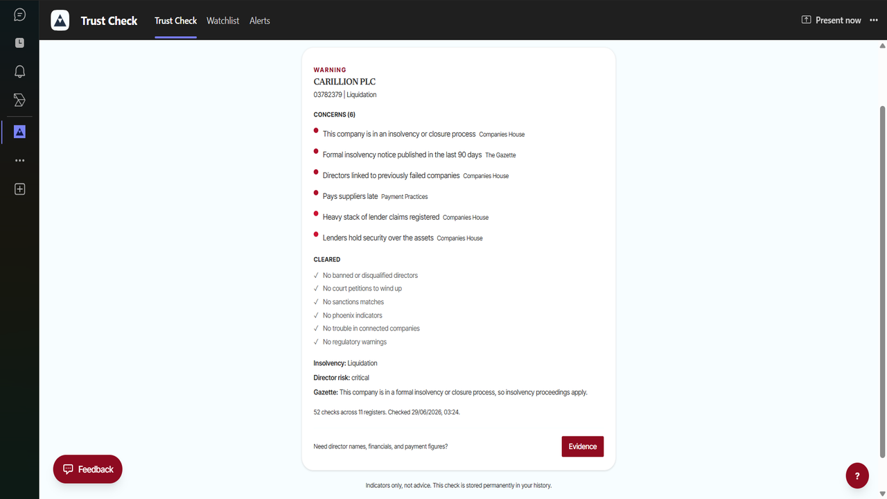 Trust Check by RecoupIQ preview 2