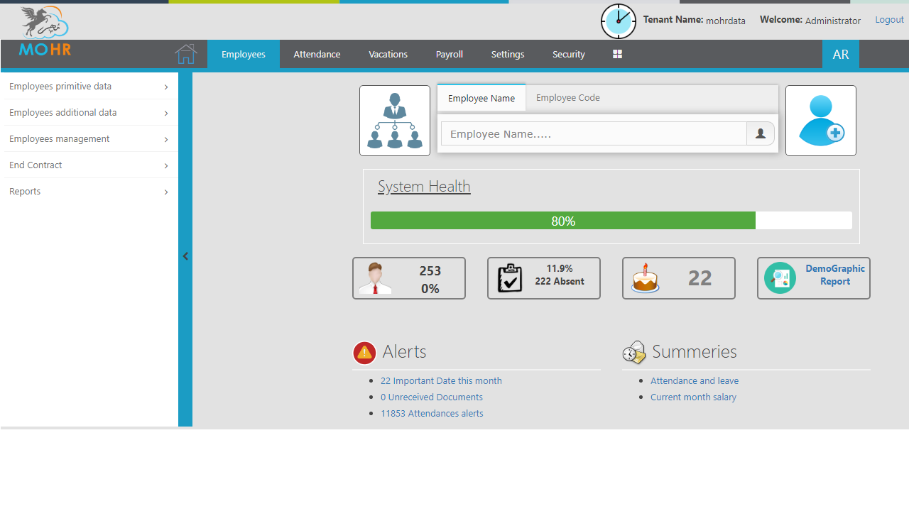 MOHR, Cloud based HR system preview 2