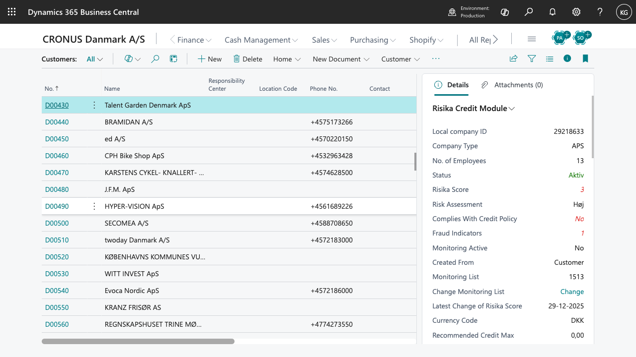 Risika - Credit Insights for Business Central preview 1