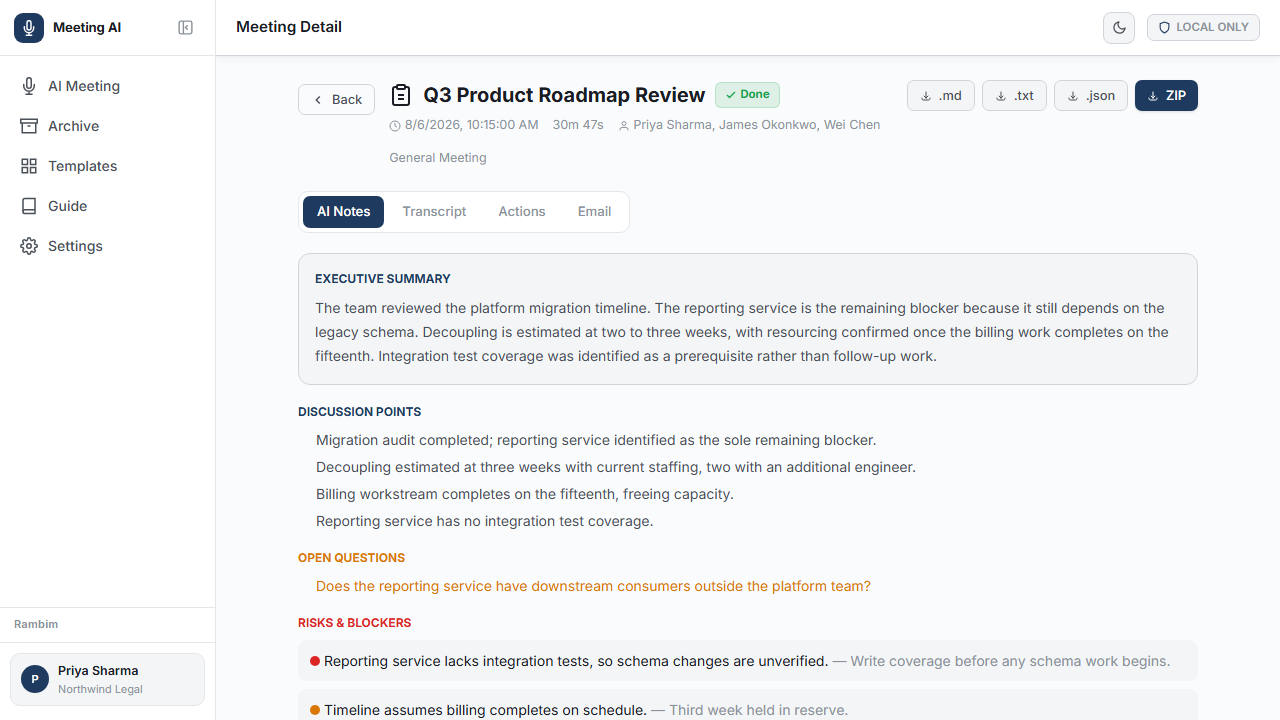 Rambim AI Meeting Facilitator - Notetaker, Transcription and Meeting Minutes preview 4