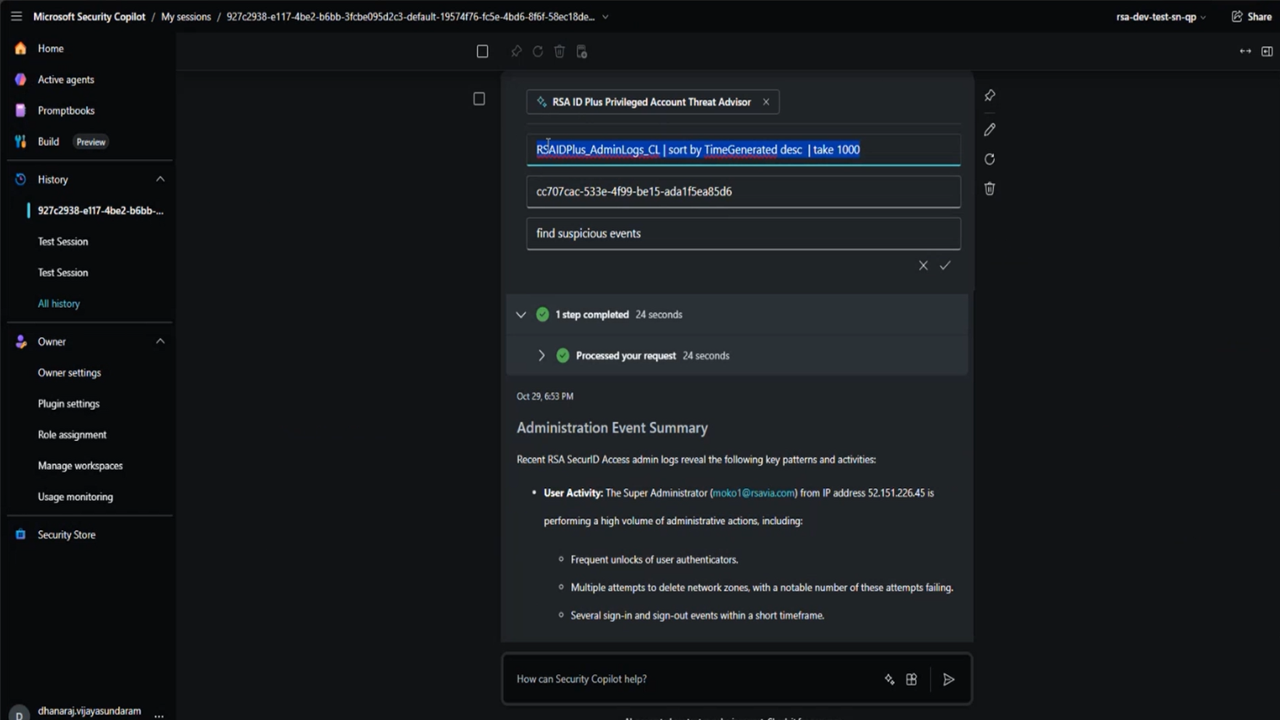 RSA Advisor for Admin Threats preview 2