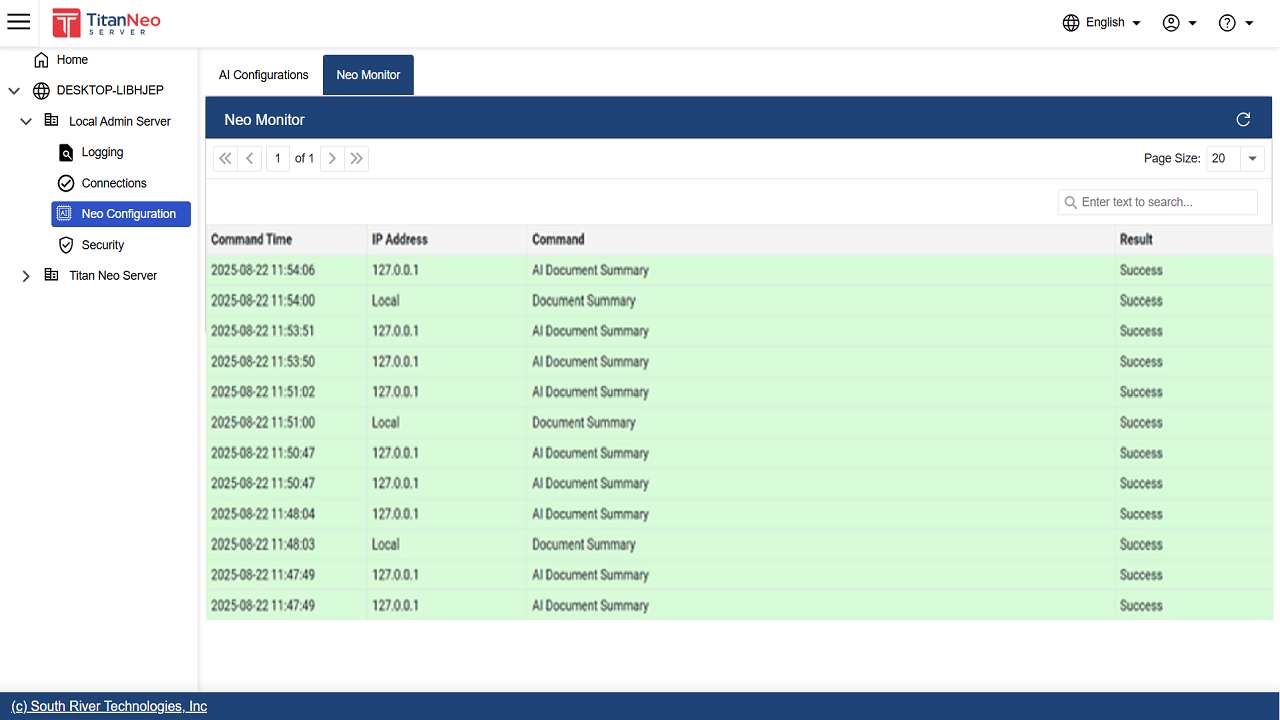 Titan Neo Server for Windows preview 2