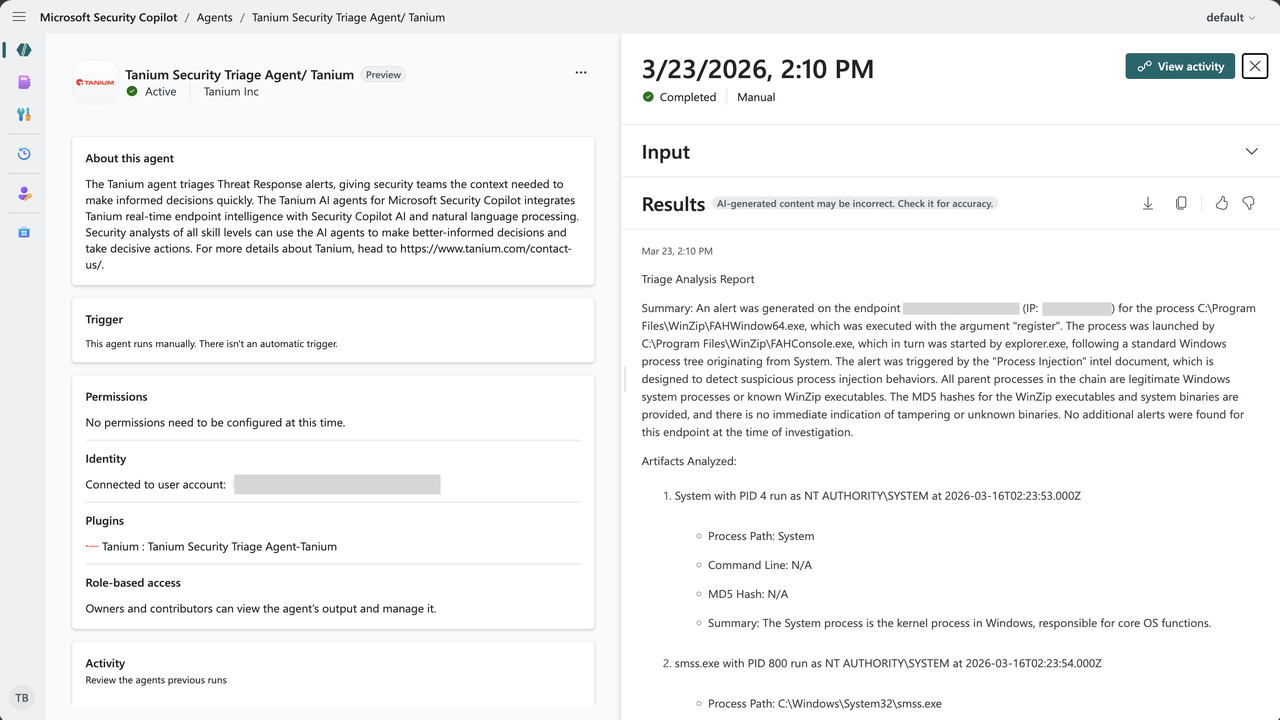 Tanium Security Triage Agent preview 2