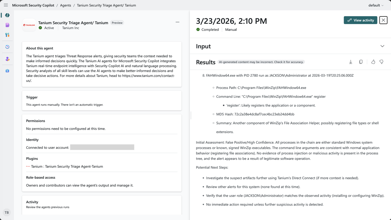 Tanium Security Triage Agent preview 3