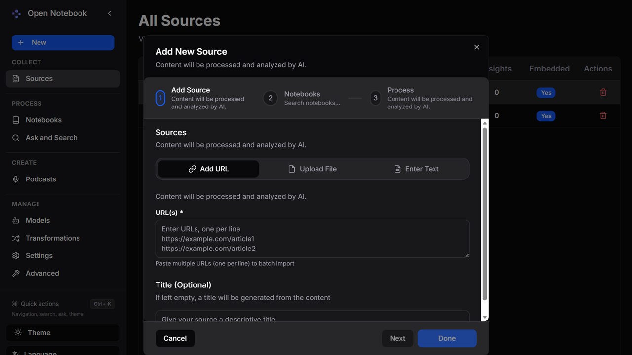Open Notebook - The AI Podcast creator preview 3