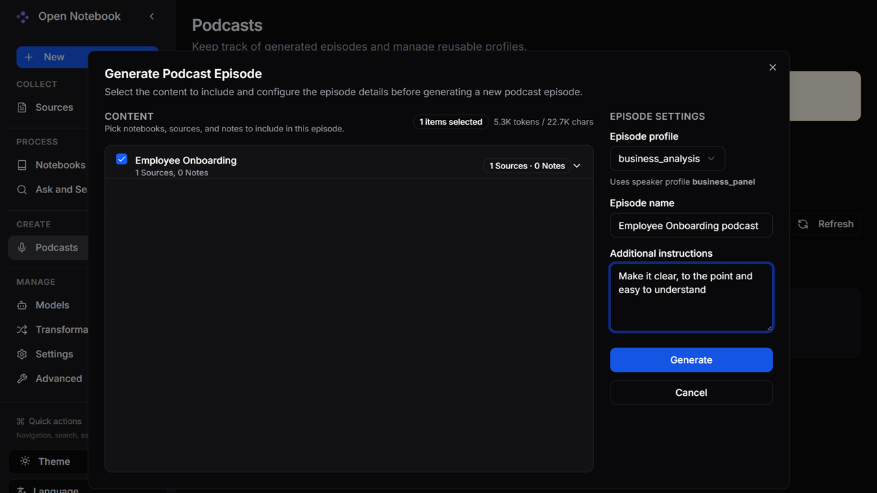 Open Notebook - The AI Podcast creator preview 1