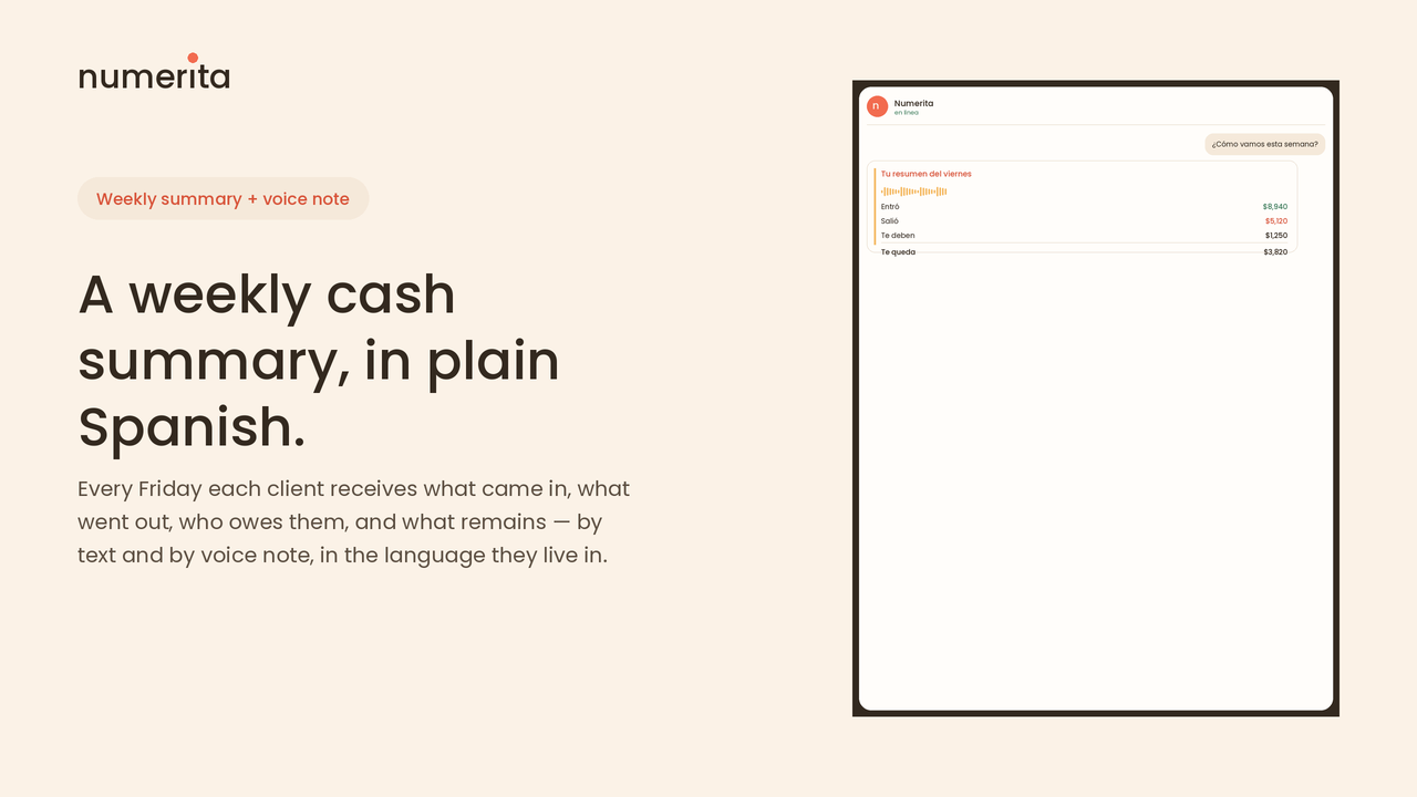 Numerita™ AI Bookkeeping for Spanish-Speaking Clients preview 2