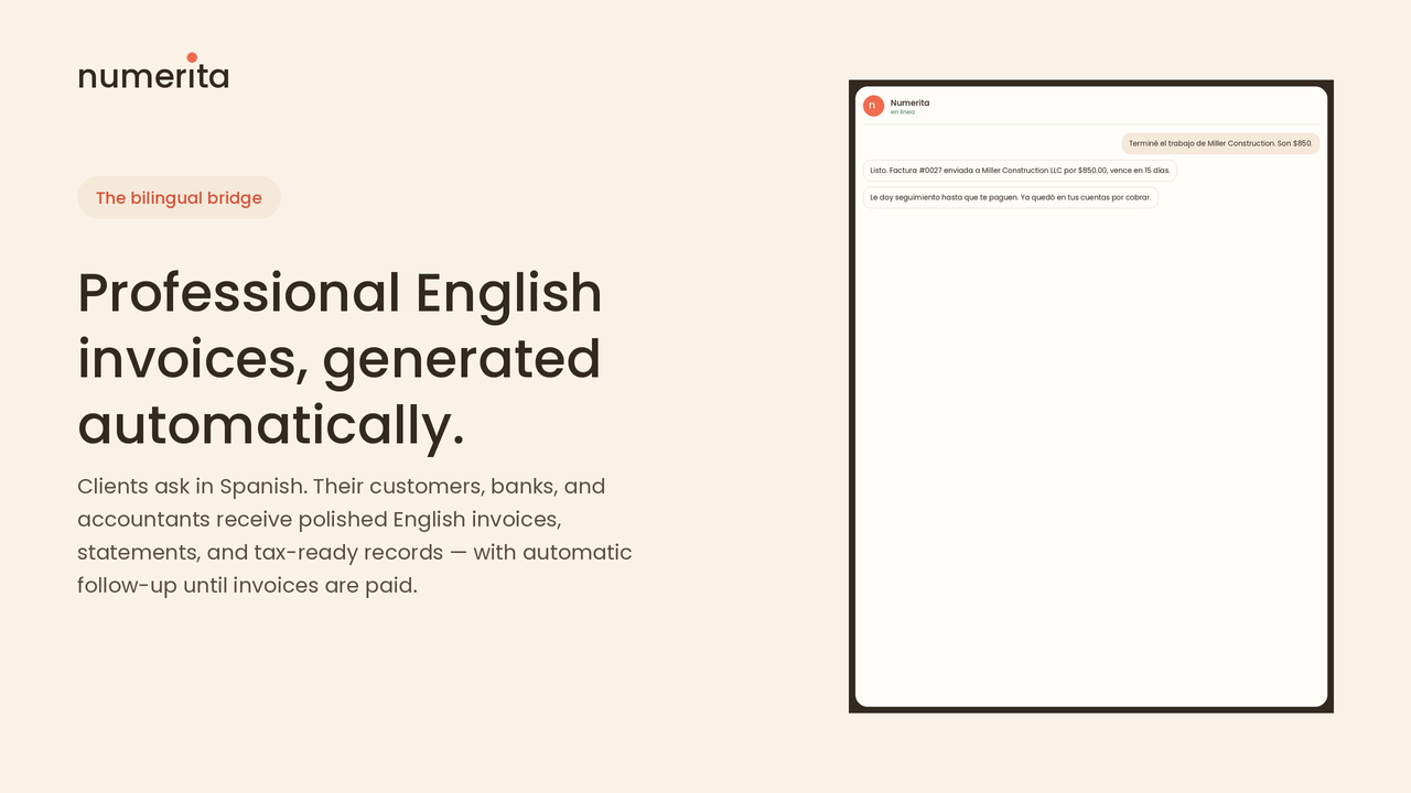 Numerita™ AI Bookkeeping for Spanish-Speaking Clients preview 3