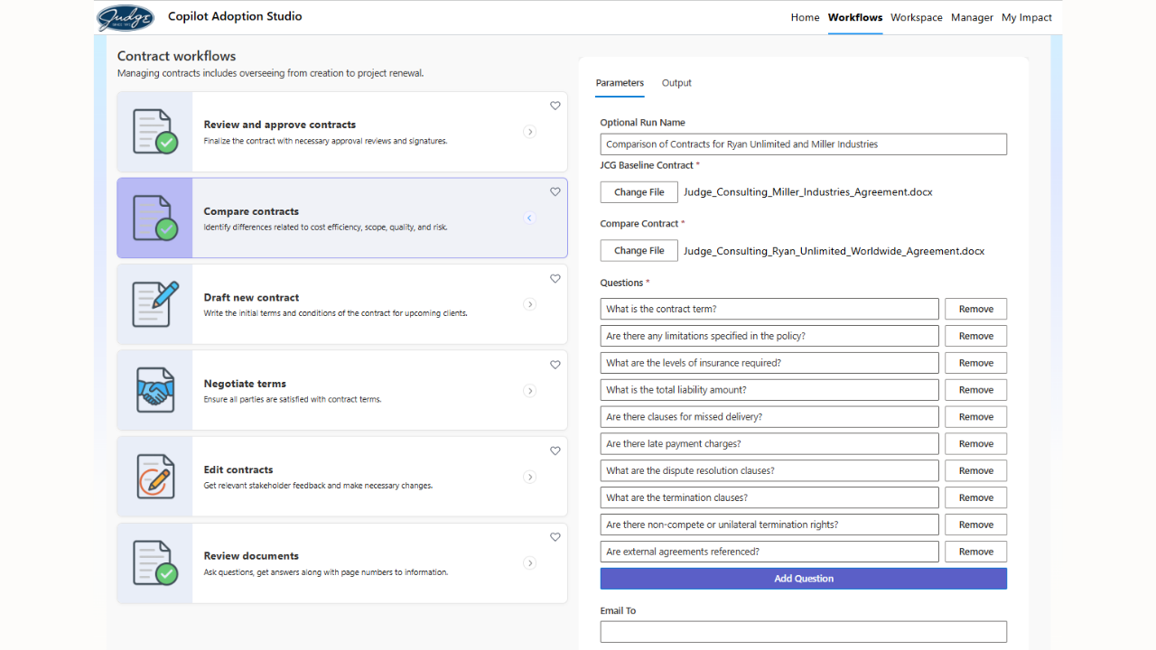 Judge Copilot Adoption Studio preview 4