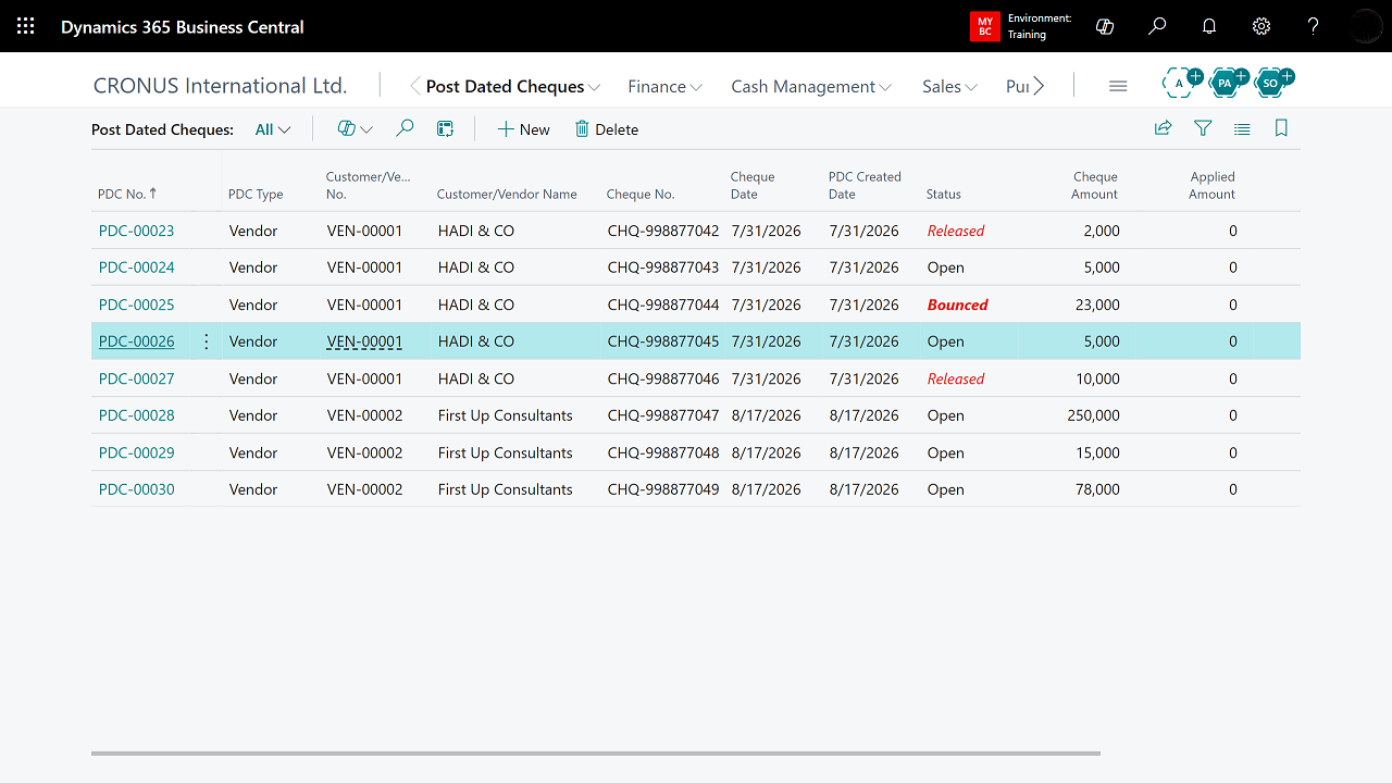 Posted Dated Cheque Management preview 3