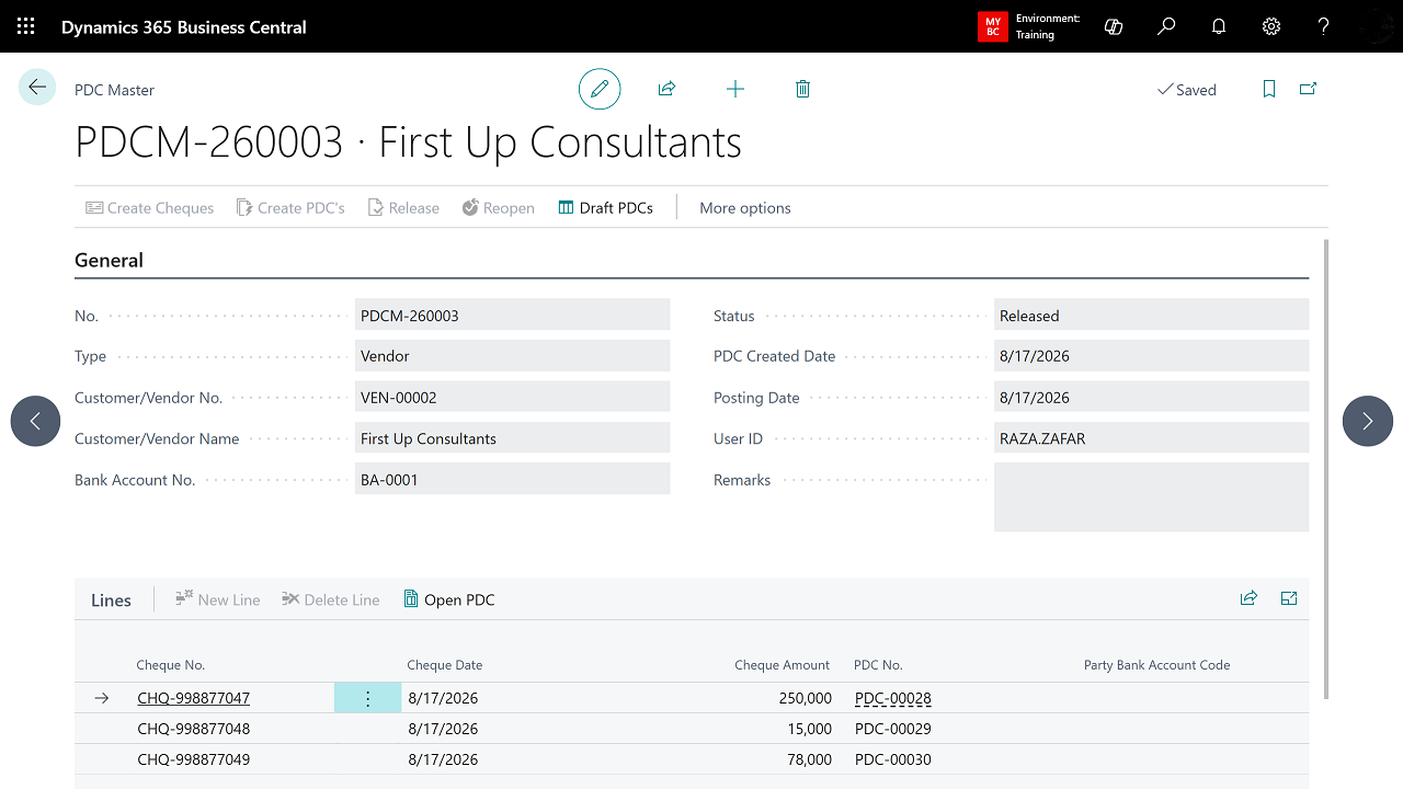 Posted Dated Cheque Management preview 4