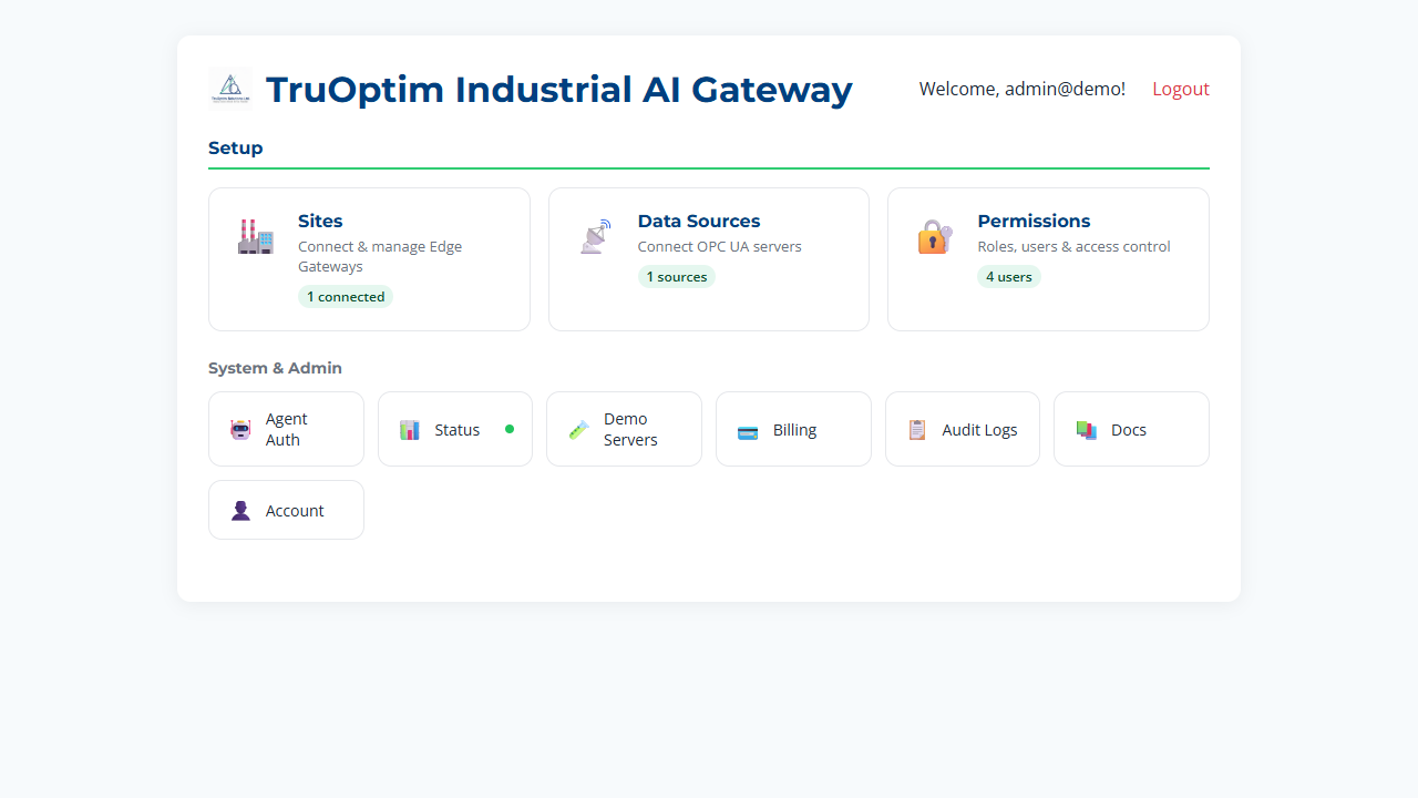 TruOptim Industrial AI Gateway preview 4