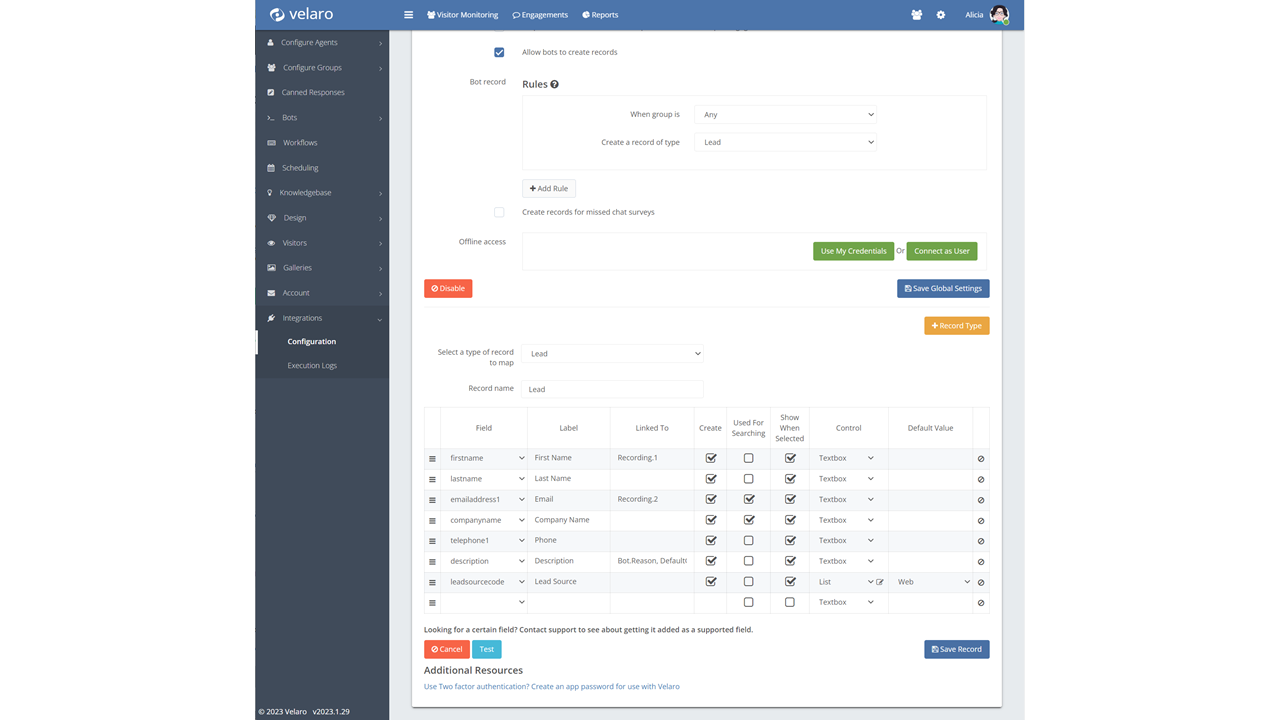 Velaro Engagement for Dynamics preview 4