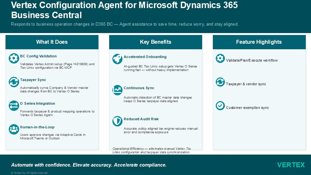 Vertex Configuration Agent for D365 BC preview 1