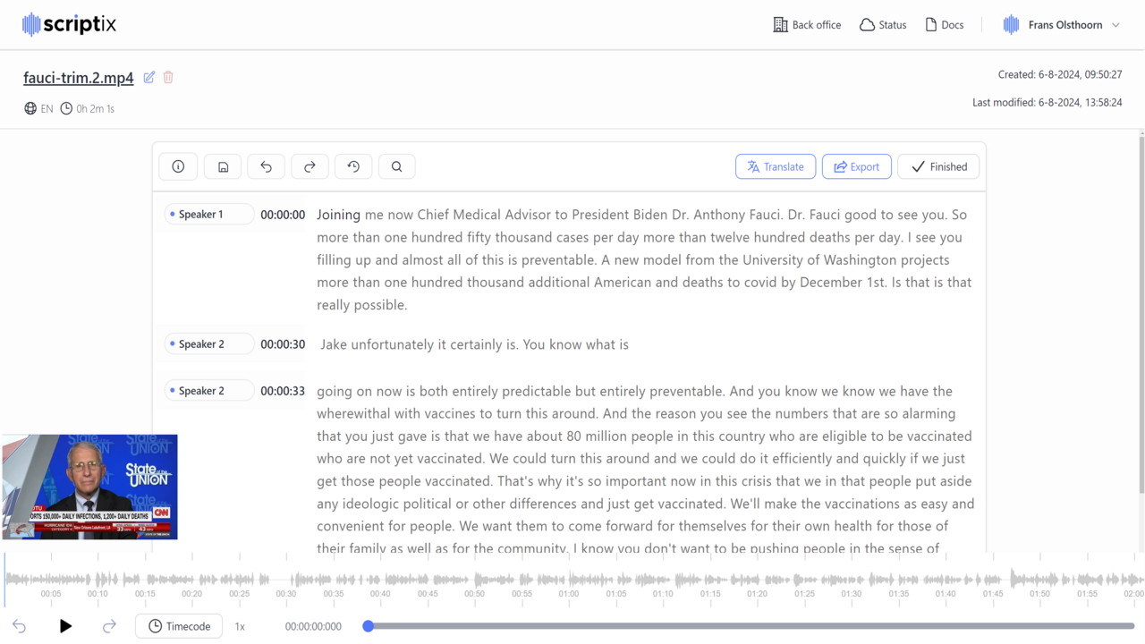 Scriptix Accessibility Platform for automatic transcription and subtitling preview 2