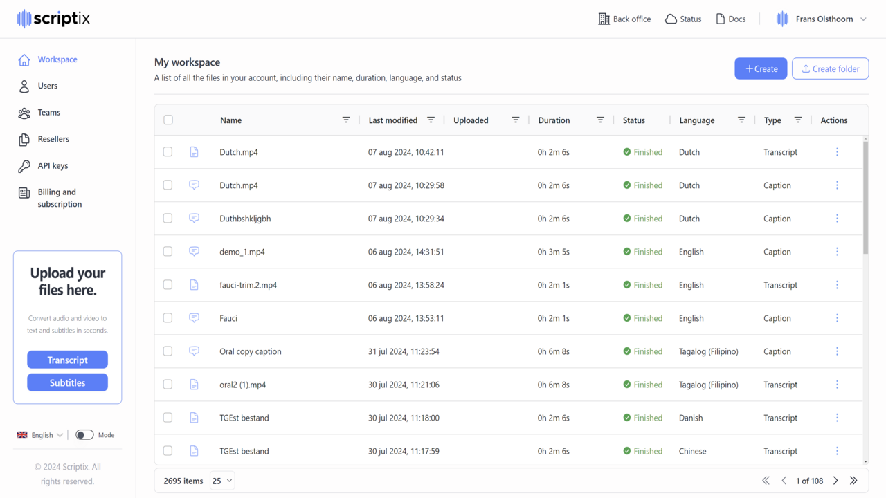 Scriptix Accessibility Platform for automatic transcription and subtitling preview 1